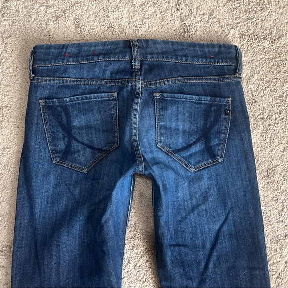 Womens Bootcut Jeans size 27 Low rise y2K Minimalist Preppy Blue Denim Plain - Picture 3 of 6